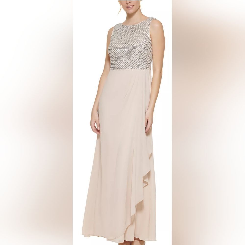 Vince Camuto Sequined Wrap Gown NWT size 2 Beige